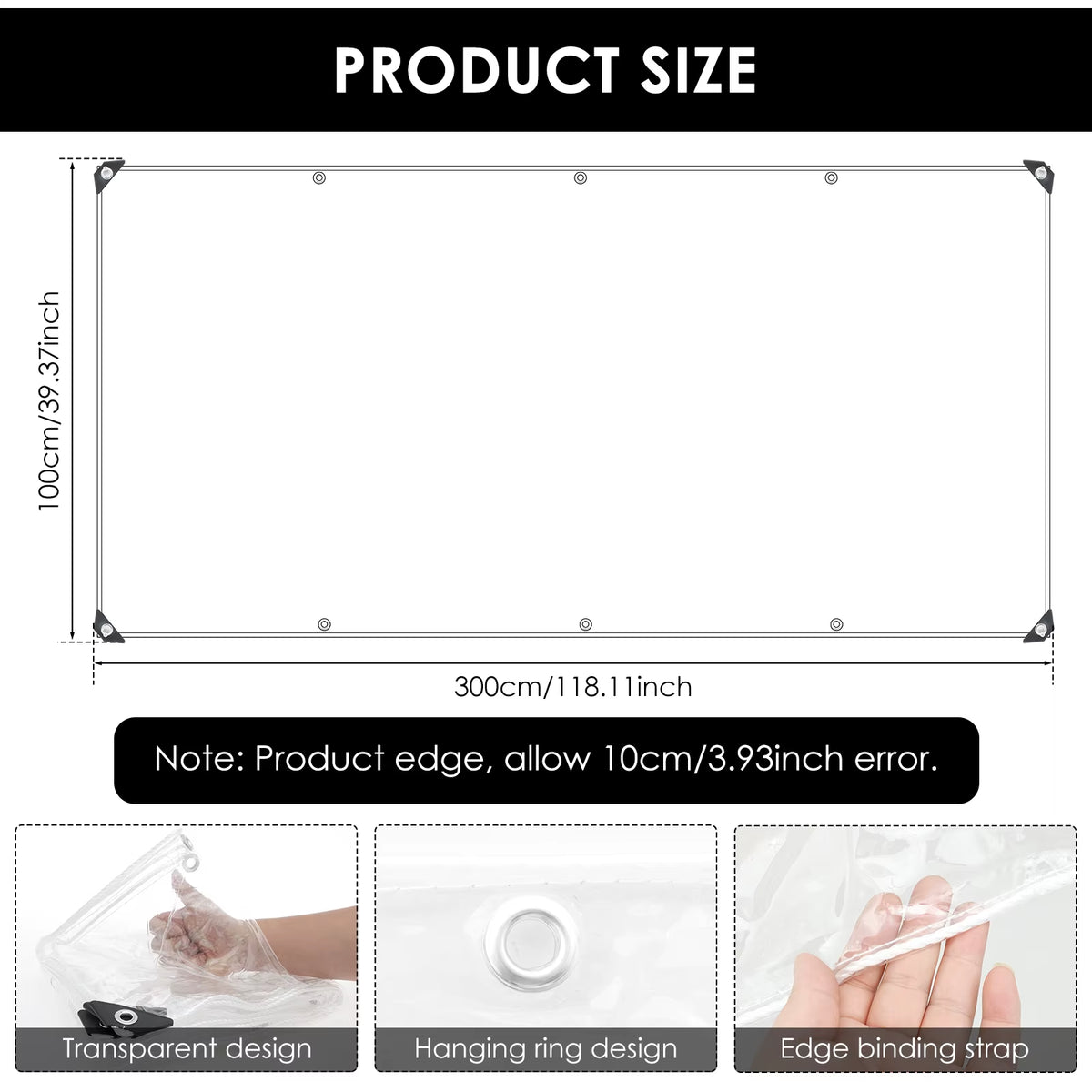 Clear PVC Outdoor Tarp Curtain with Tie Straps