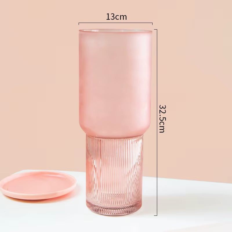 Blush Pink Frosted Glass Vase