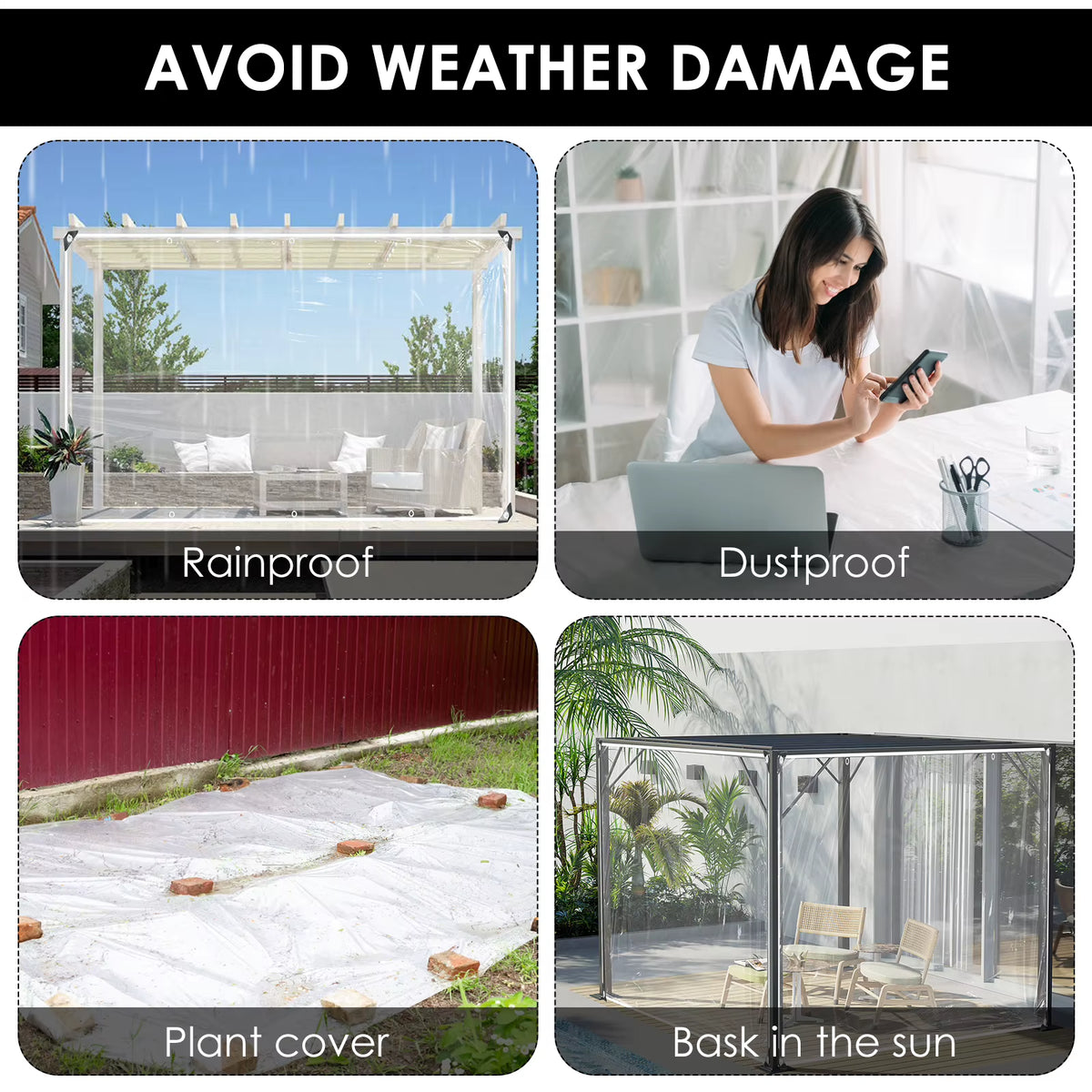 Clear PVC Outdoor Tarp Curtain with Tie Straps