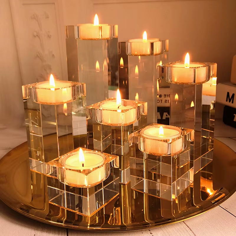 Clear Crystal Glass Tealight Candle Holder