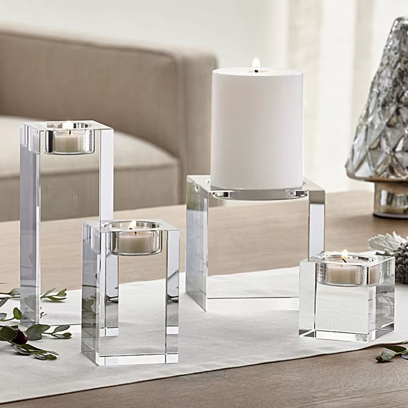 Clear Crystal Glass Tealight Candle Holder