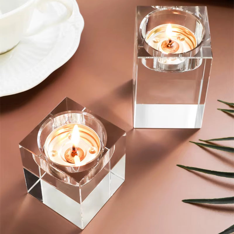 Clear Crystal Glass Tealight Candle Holder