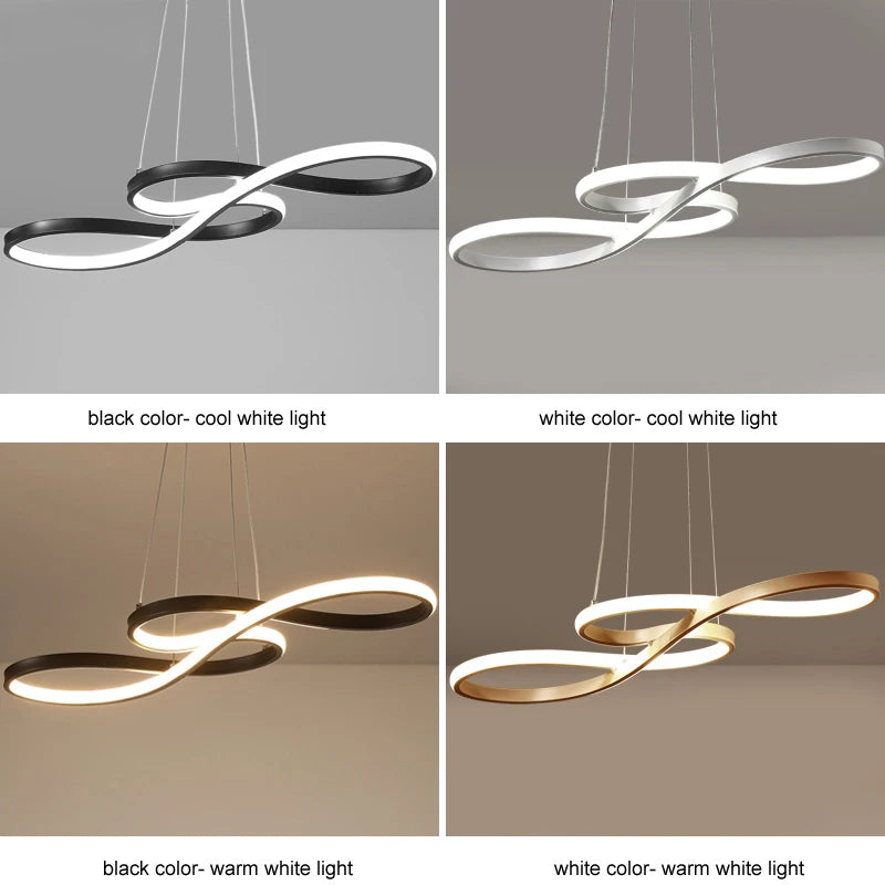 Infinity Loop LED Pendant | Modern Kitchen Island Light with Remote
