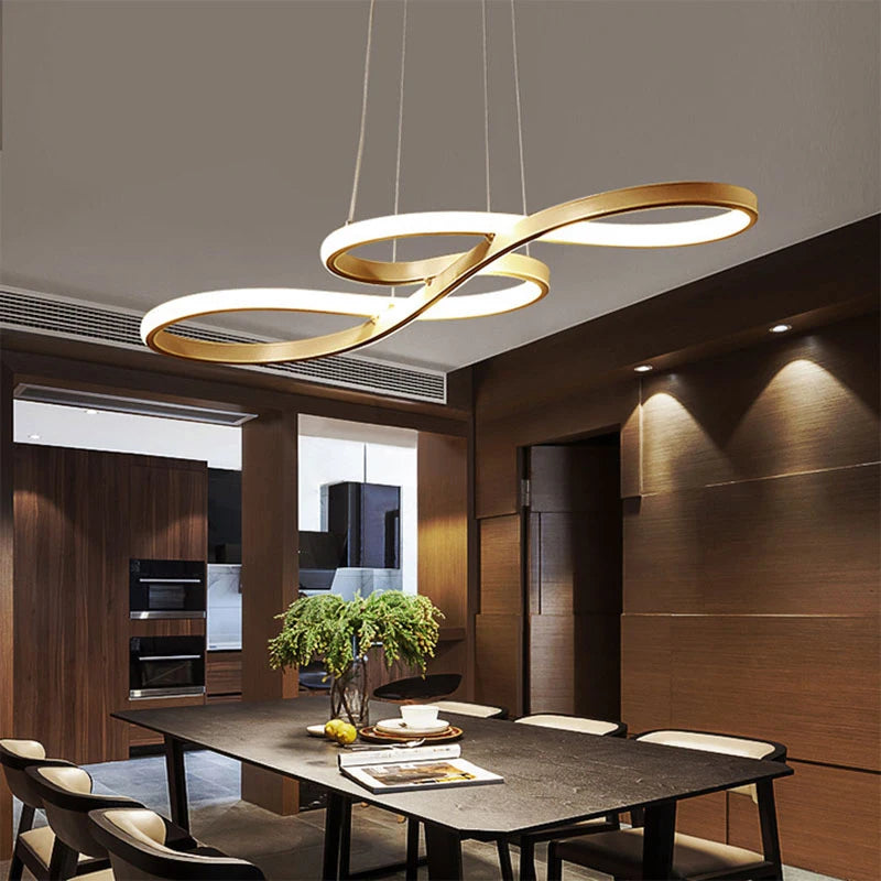 Infinity Loop LED Pendant | Modern Kitchen Island Light with Remote