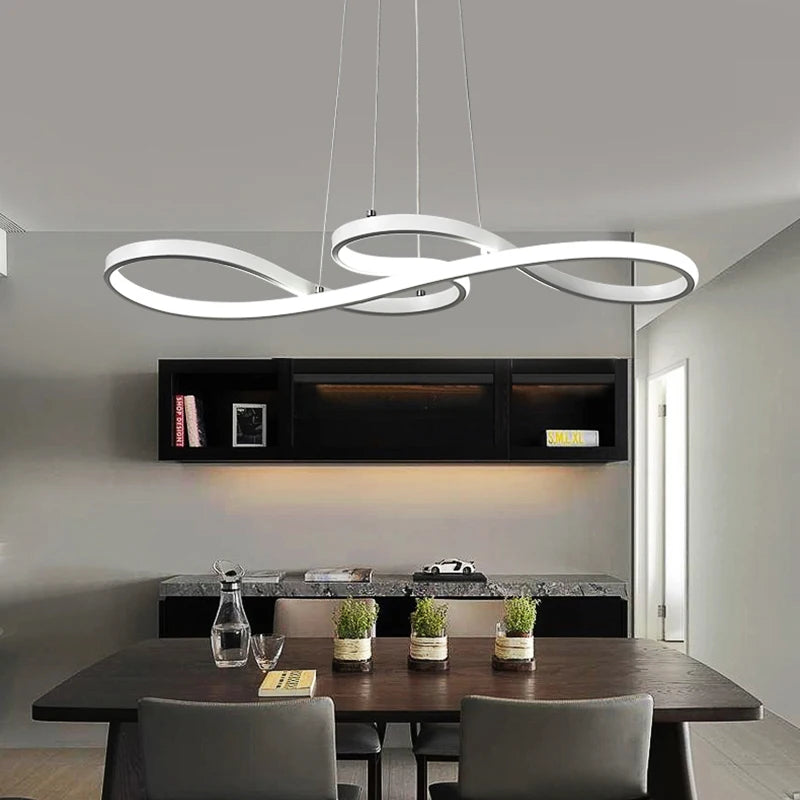 Infinity Loop LED Pendant | Modern Kitchen Island Light with Remote