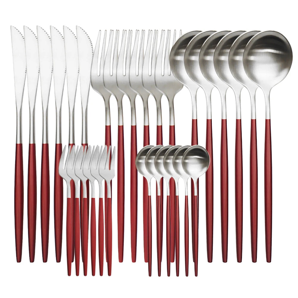Luxe Matte Cutlery Set | 30-Piece Stainless Steel Flatware for Six
