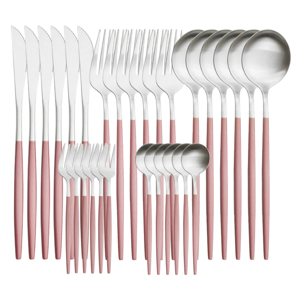 Luxe Matte Cutlery Set | 30-Piece Stainless Steel Flatware for Six