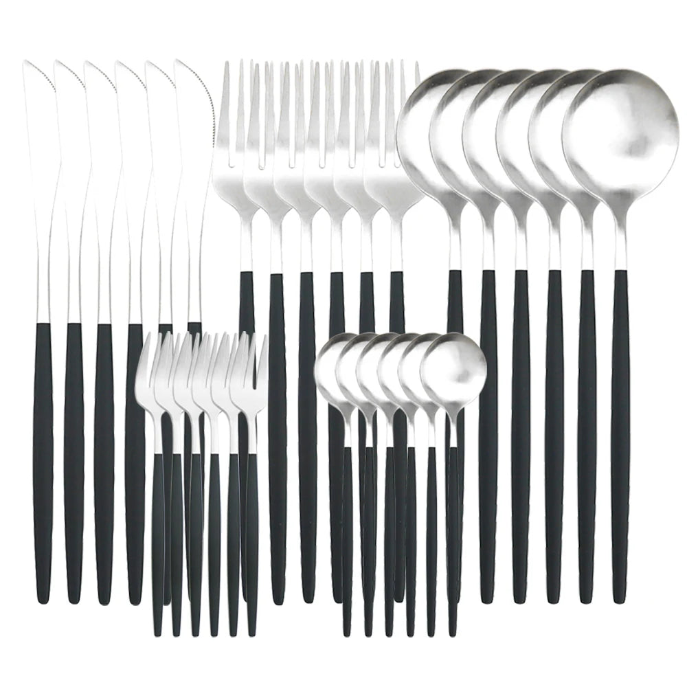 Luxe Matte Cutlery Set | 30-Piece Stainless Steel Flatware for Six
