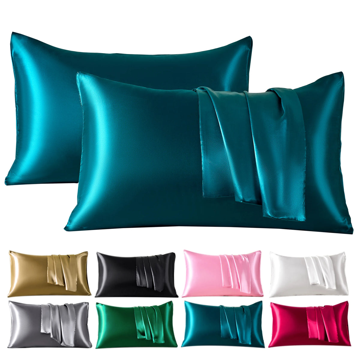 Lustre Satin Pillowcases | Smooth Cooling Covers, Set of 2