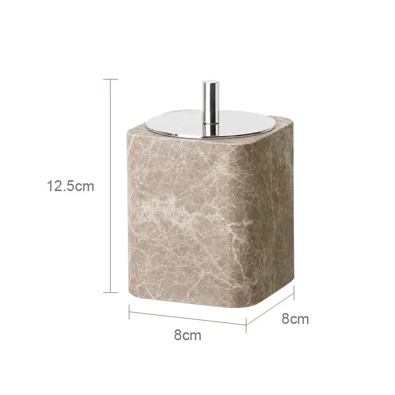 Emperador Marble Bathroom Collection | Natural Stone Vanity Accessories