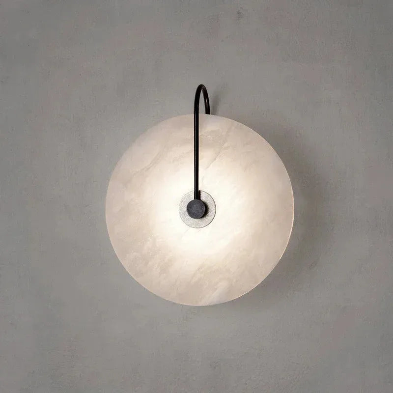 Lunar Marble Wall Light | Round LED Wall Lamp in Black or Gold
