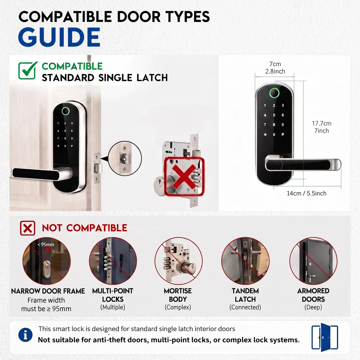 KeyLess Smart Fingerprint Door Lock | WiFi Keypad Lever Lock