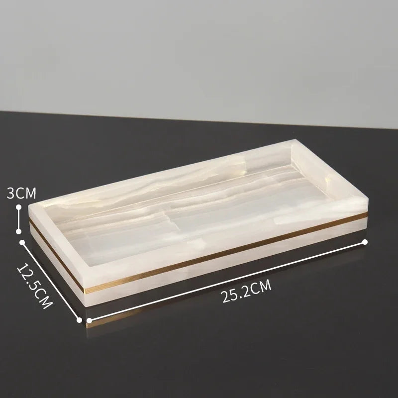Alabaster Gold Bathroom Collection | White Marble & Gold Vanity Accessories