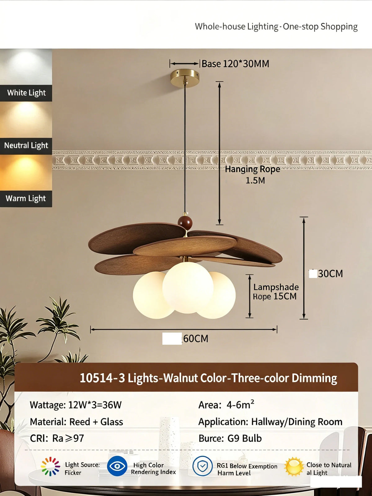 Bloom Flush Ceiling Light | Wood-Look Petal LED Ceiling Lamp