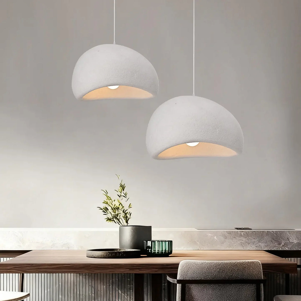 Pebble Wabi-Sabi Pendant Light | Textured Resin Dome Lamp