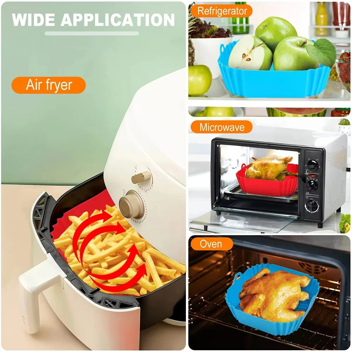 CrispNest Silicone Tray | Reusable Square Air Fryer Liner