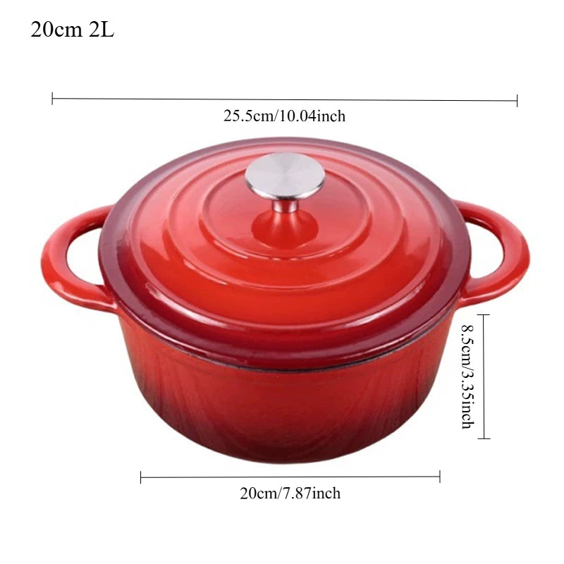 Hearth Enamelled Cast Iron Dutch Oven | 2L or 5L Casserole Pot with Lid