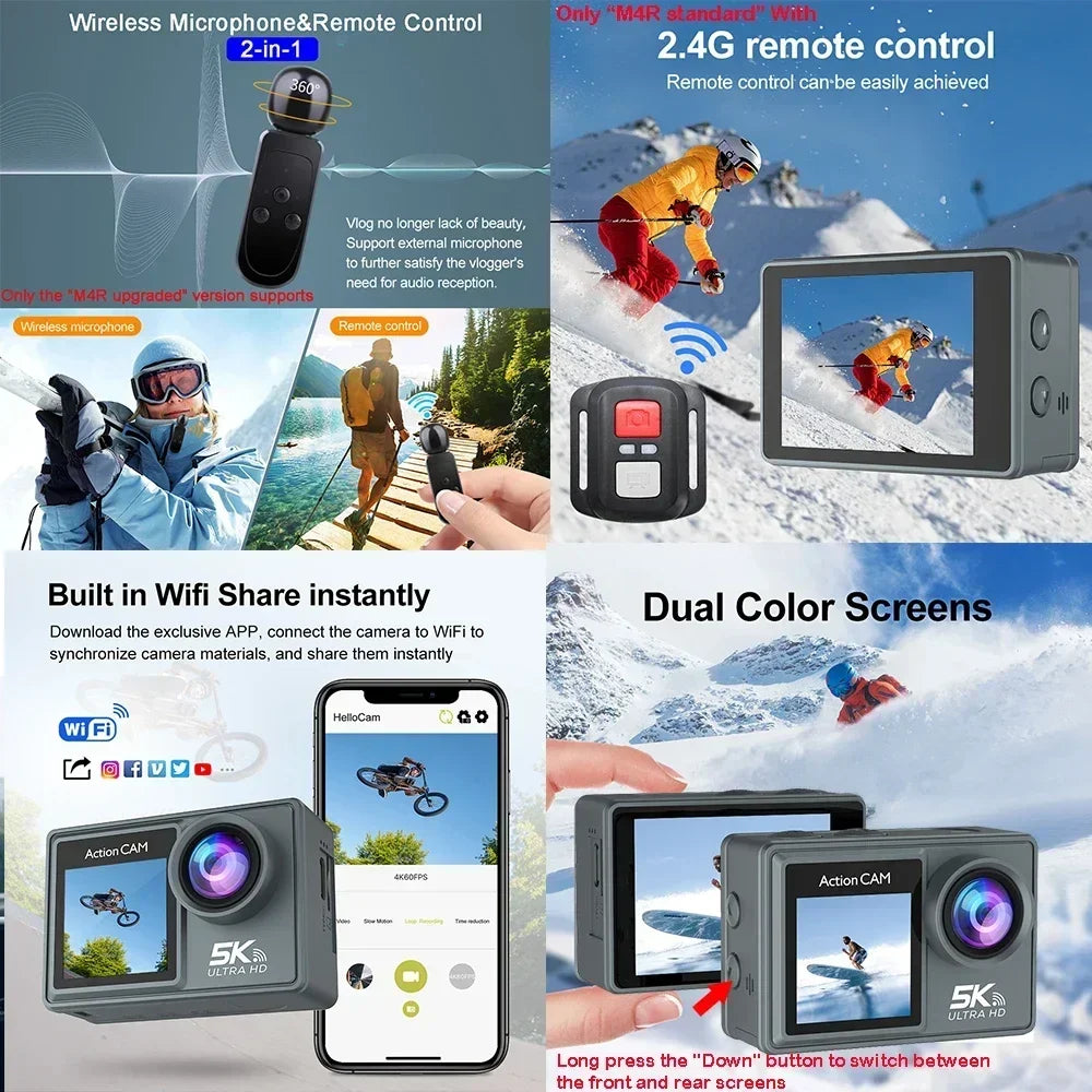 TrailCam 5K Action Camera | Dual Screen Waterproof Sports Camera