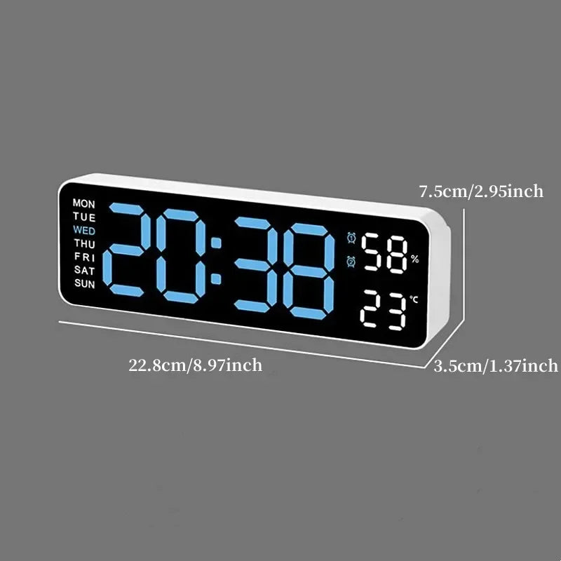 TempMate Digital Wall Clock | 9 Inch LED with Temp & Humidity