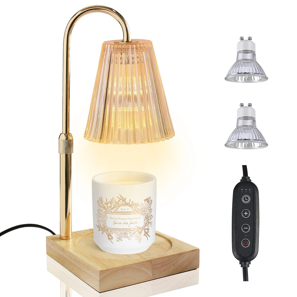 Lumière Candle Warmer Lamp | Gold Adjustable Height Candle Lamp with Timer