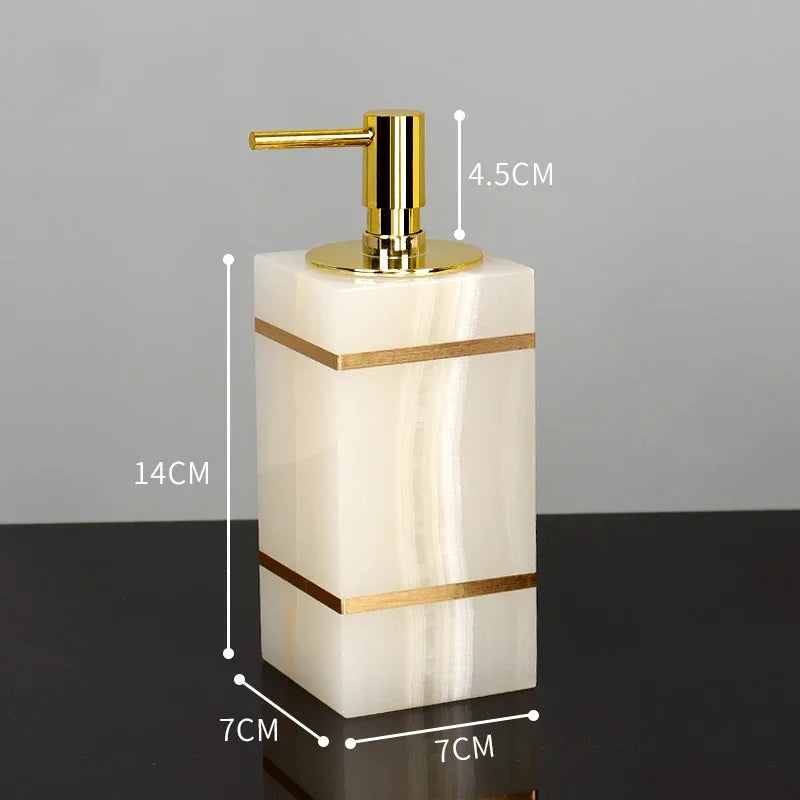 Alabaster Gold Bathroom Collection | White Marble & Gold Vanity Accessories