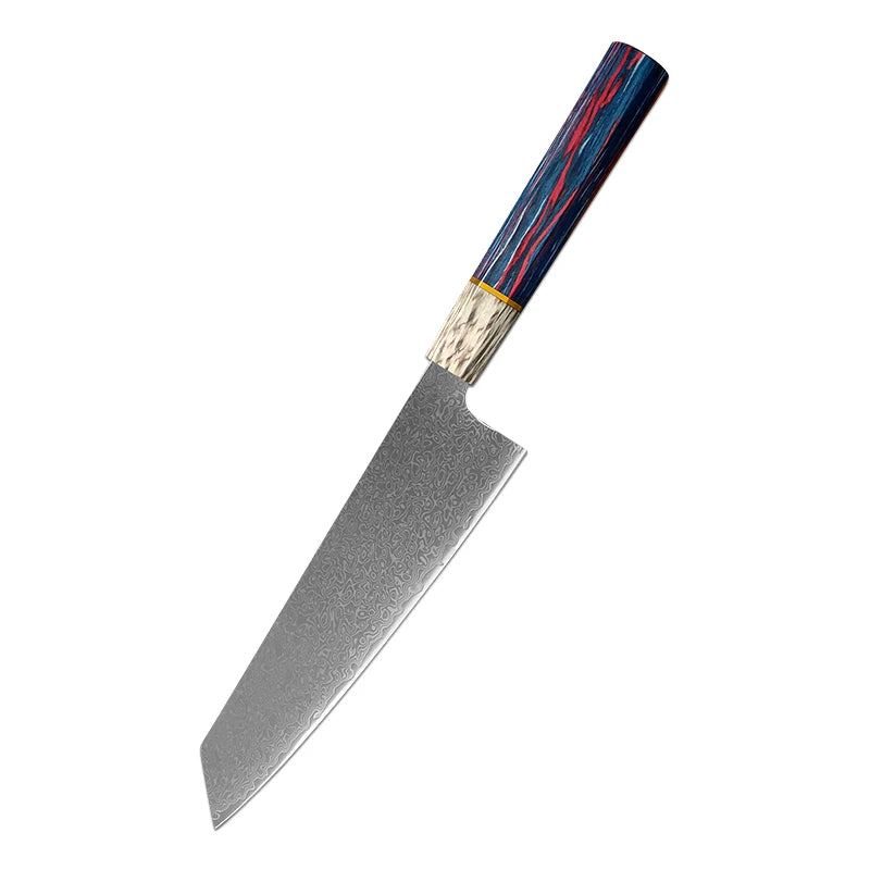 Forged Damascus Chef Knife | Patterned Steel Kitchen Knife with Wood Handle