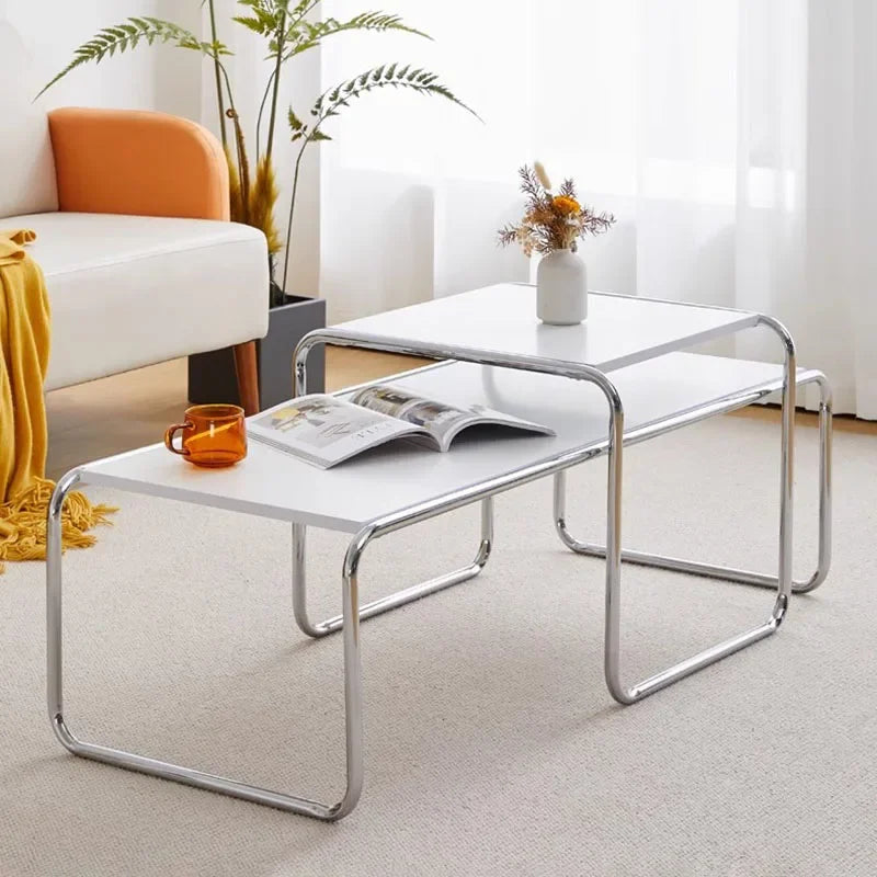 Loop Nesting Coffee Tables | Chrome Frame Minimalist Side Tables