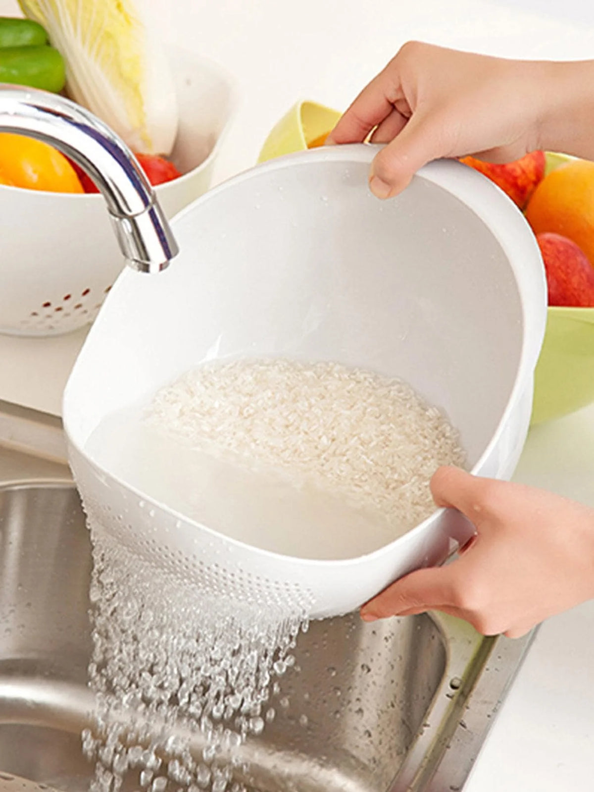 Brookside Drain Basket | Colander Bowl with Handle, 1 or 3 Pack