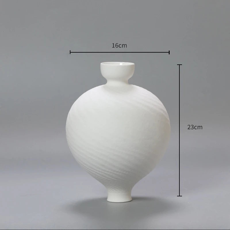 Swirl Minimal Ceramic Vase | Modern White Sculptural Vase