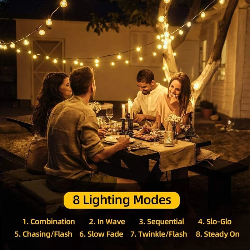 DewDrop Solar Lights | Crystal Globe String Lights, 8 Modes