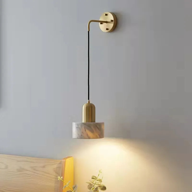 Stone Drop Pendant Lamp | Minimal Marble & Brass Mini Pendant