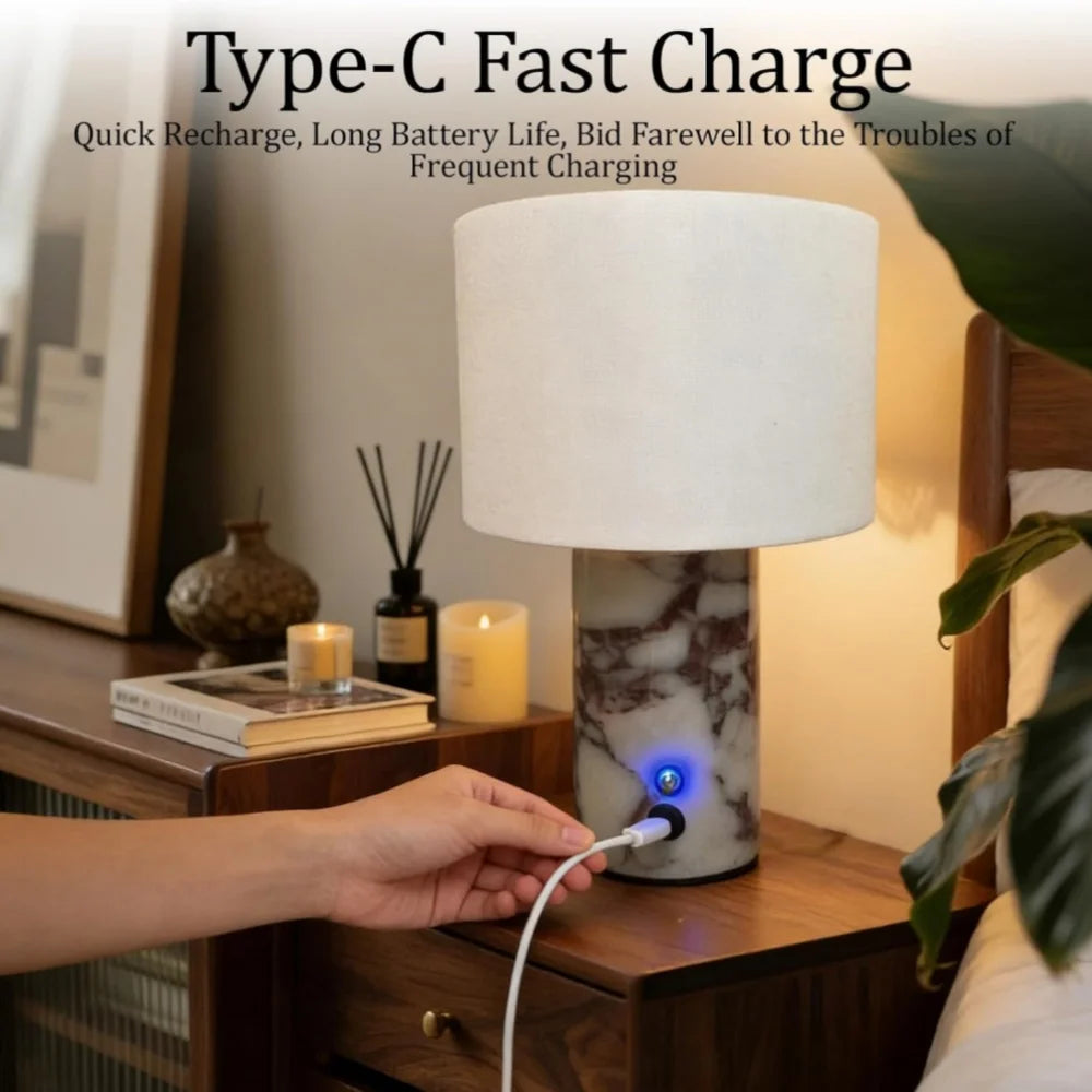Travertine Cordless Table Lamp | Rechargeable Stone Touch Lamp