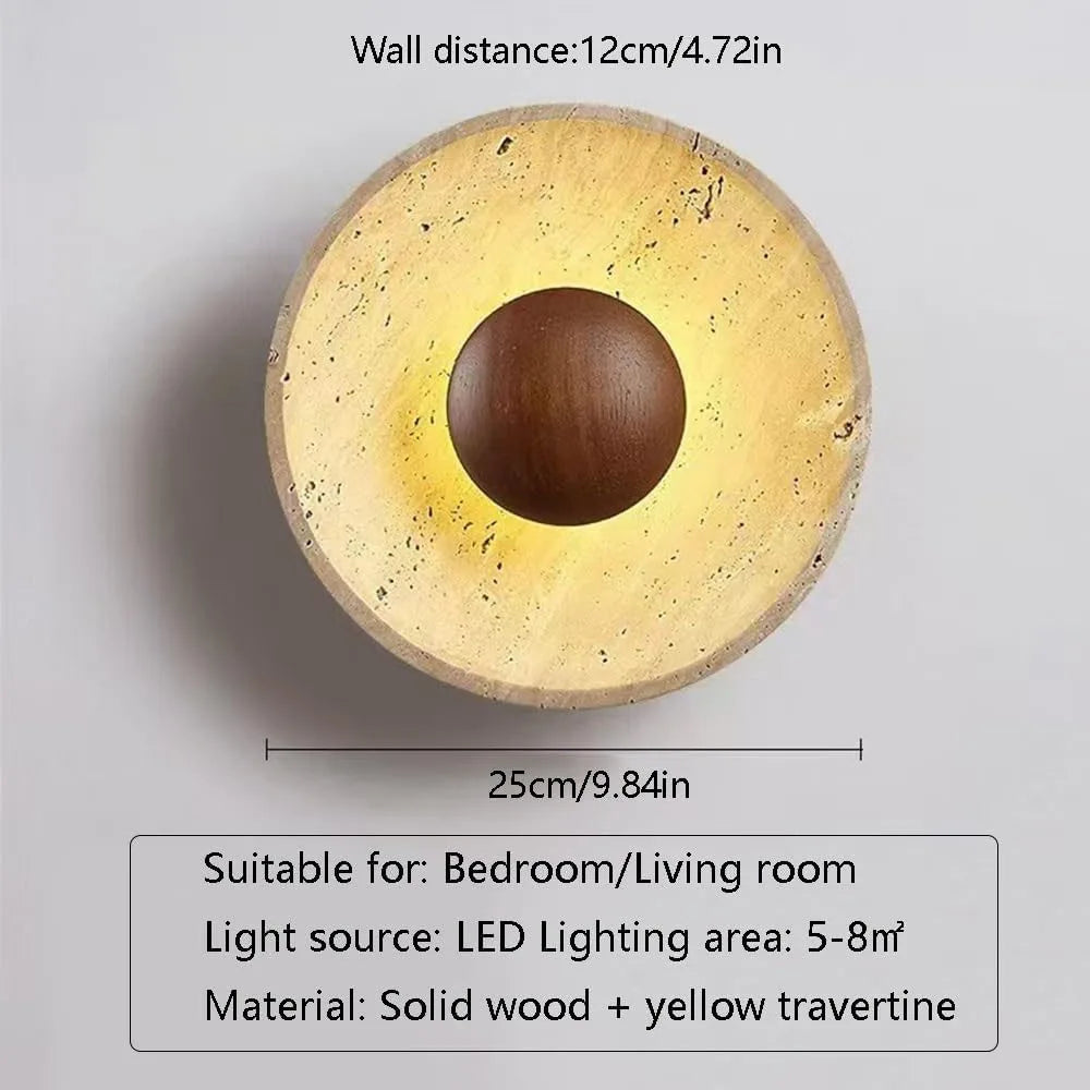 Moonstone Travertine Wall Light | Natural Stone LED Wall Sconce