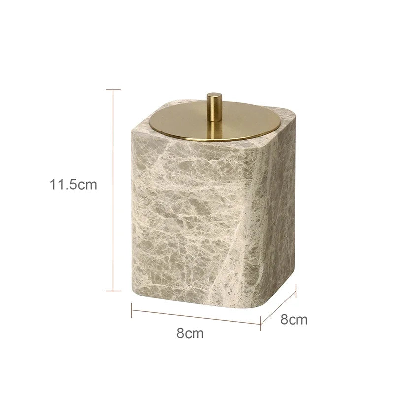 Emperador Marble Bathroom Collection | Natural Stone Vanity Accessories