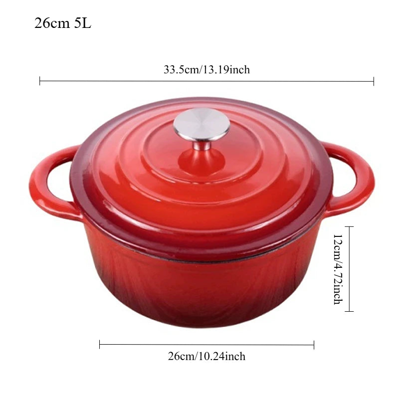 Hearth Enamelled Cast Iron Dutch Oven | 2L or 5L Casserole Pot with Lid