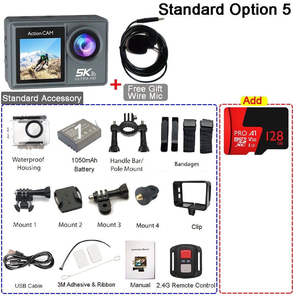 TrailCam 5K Action Camera | Dual Screen Waterproof Sports Camera