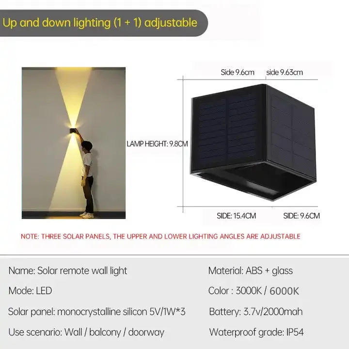 Beam Solar Up & Down Wall Lamp | Adjustable Angle Outdoor Wall Light