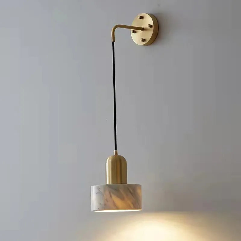 Stone Drop Pendant Lamp | Minimal Marble & Brass Mini Pendant