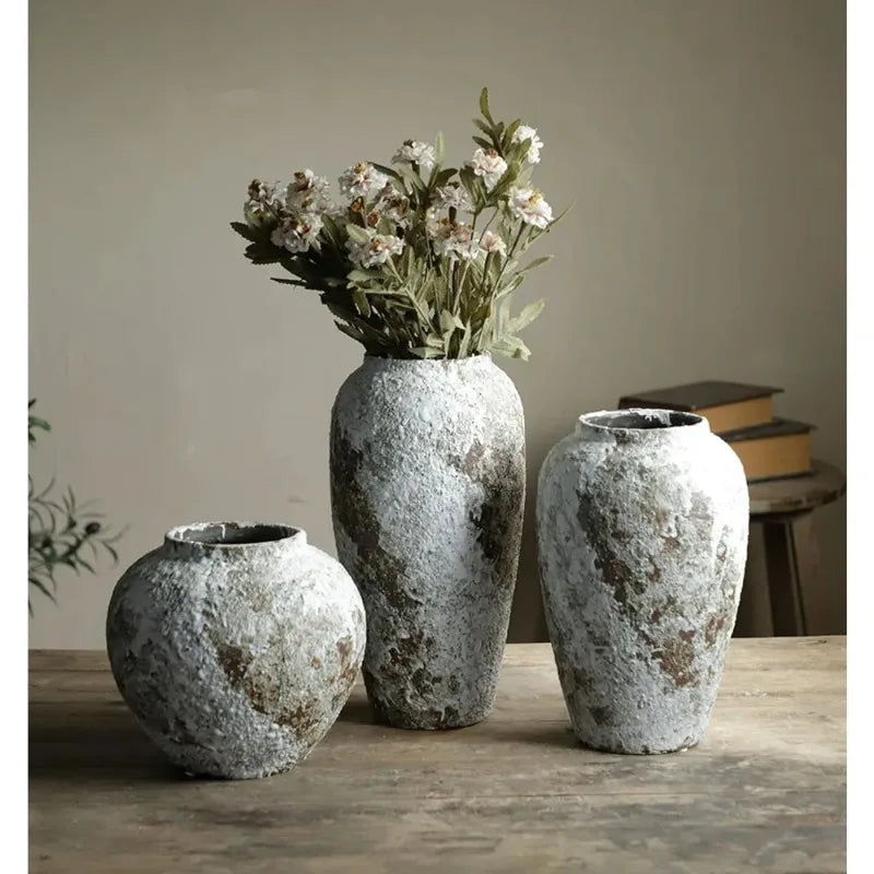 Terra Rustic Ceramic Vase | Hand-Finished Stoneware Floor Vase