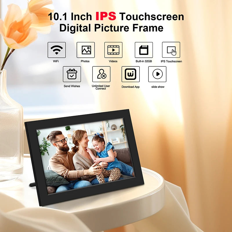 MemoryLane 10.1" WiFi Photo Frame | Touchscreen Digital Picture Frame