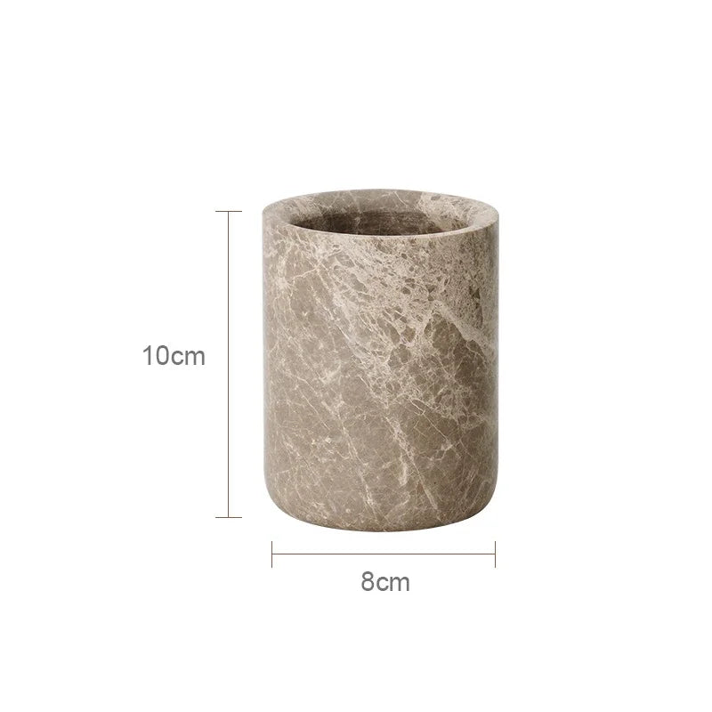 Emperador Marble Bathroom Collection | Natural Stone Vanity Accessories