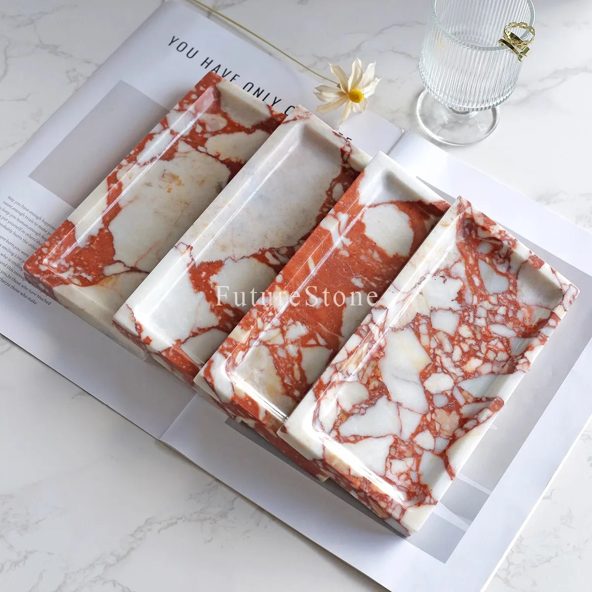 Marble Rectangle Tray | Polished Natural Stone Display Tray