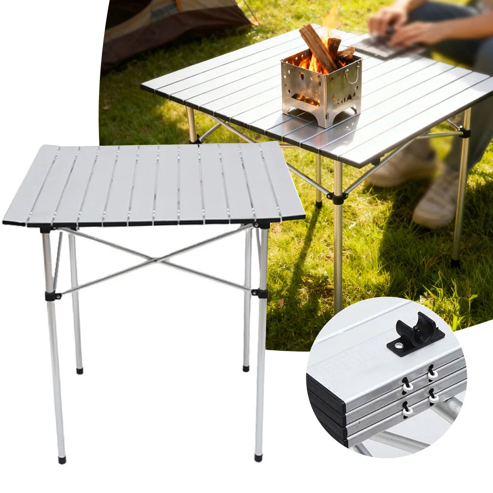 Roll-Top Aluminium Picnic Table | Compact Folding Camping Table