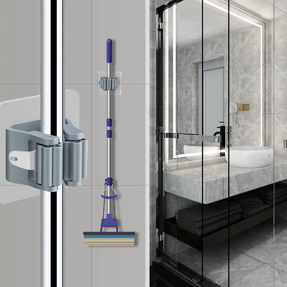 GripHook Mop & Broom Holder | Adhesive Wall Organiser