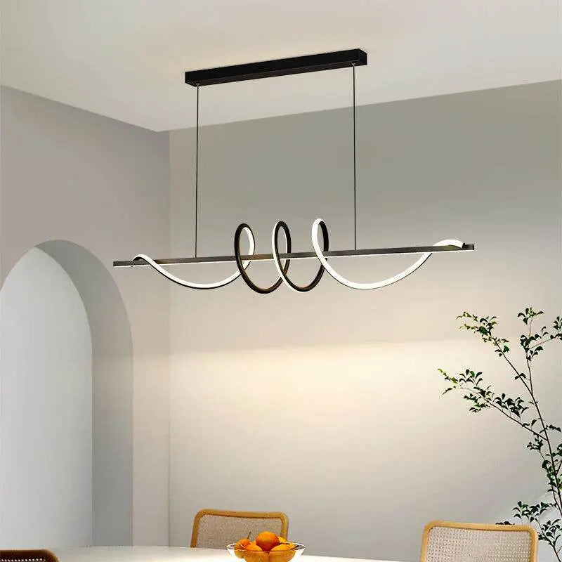 Ribbon LED Pendant | Modern Wave Dining Light, 100 or 120 cm