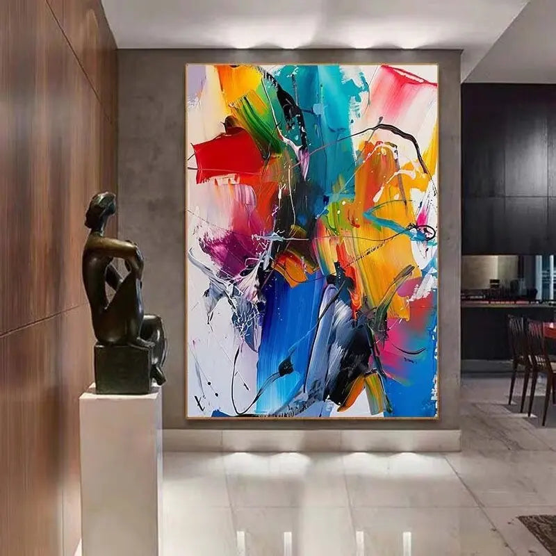 Prism Colour Abstract Painting | Hand-Painted Bright Textured Canvas