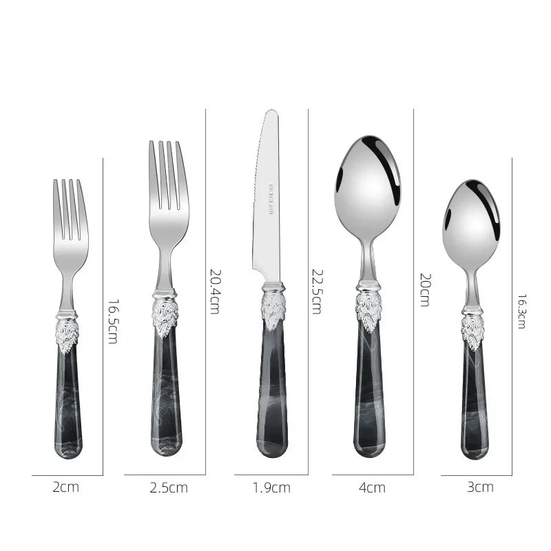 Marbella Cutlery Set | Marble-Effect Handle Stainless Steel Flatware