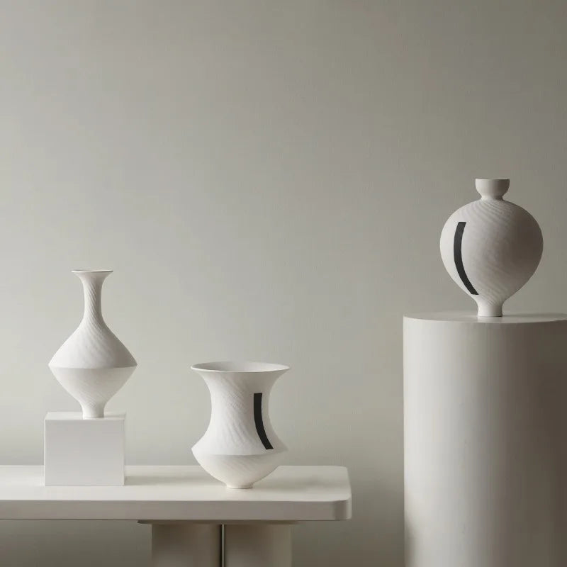 Swirl Minimal Ceramic Vase | Modern White Sculptural Vase