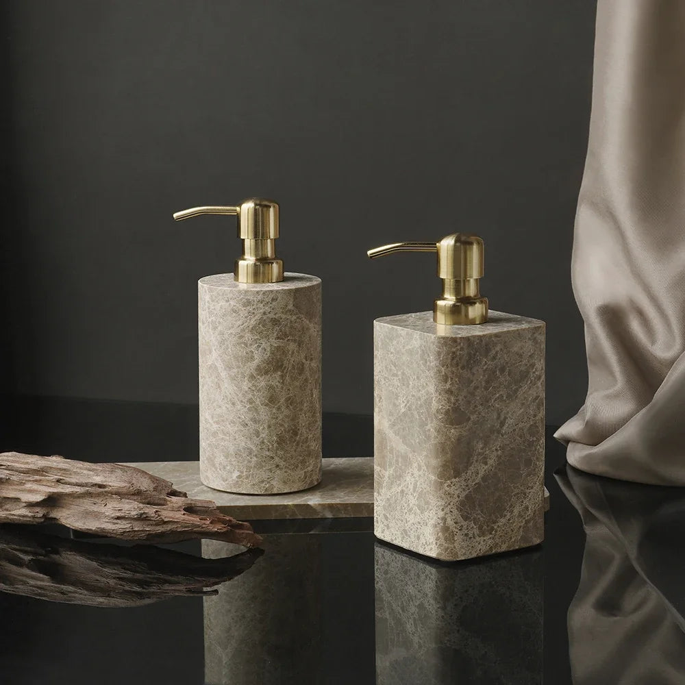 Emperador Marble Bathroom Collection | Natural Stone Vanity Accessories