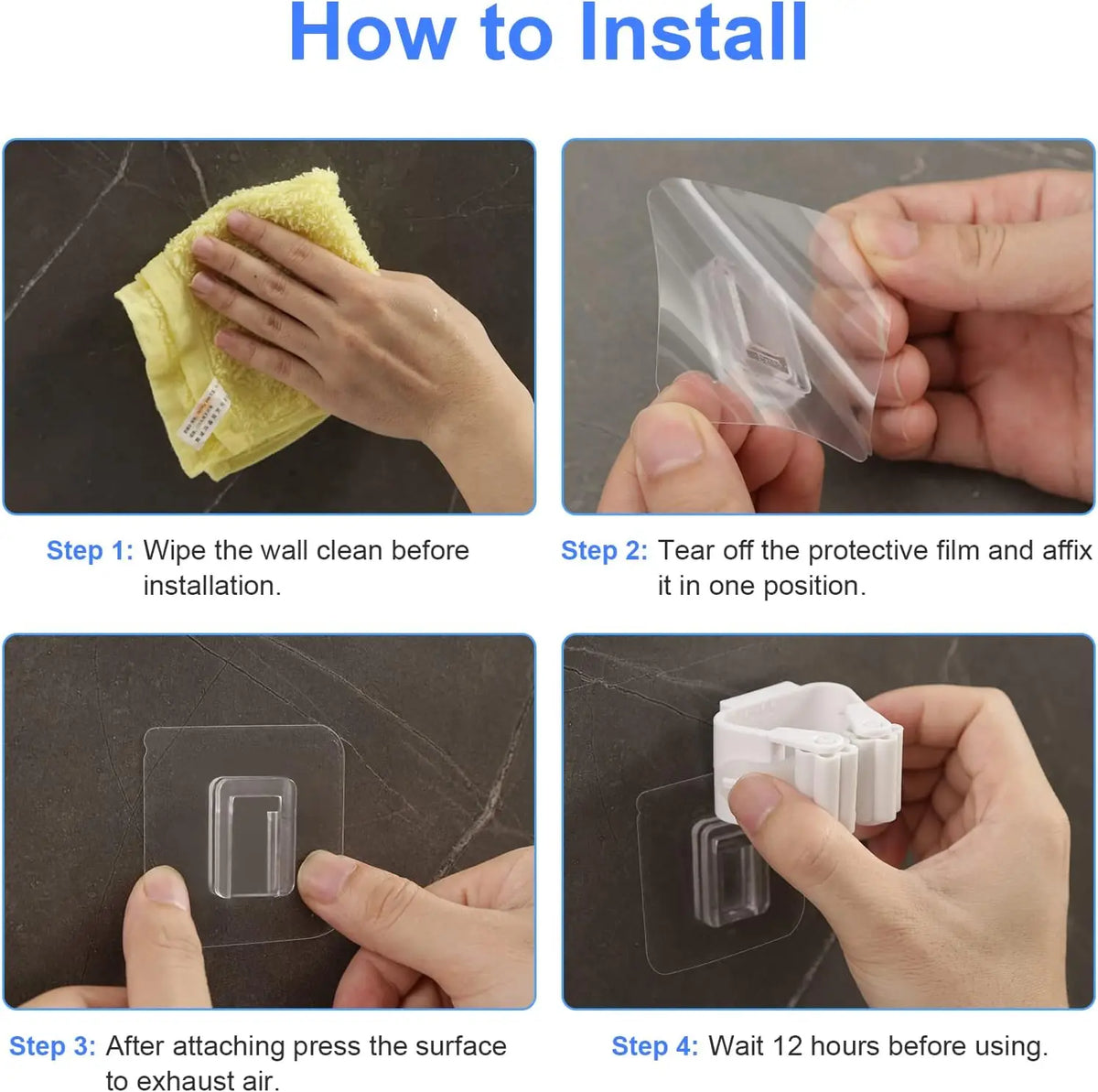 GripHook Mop & Broom Holder | Adhesive Wall Organiser